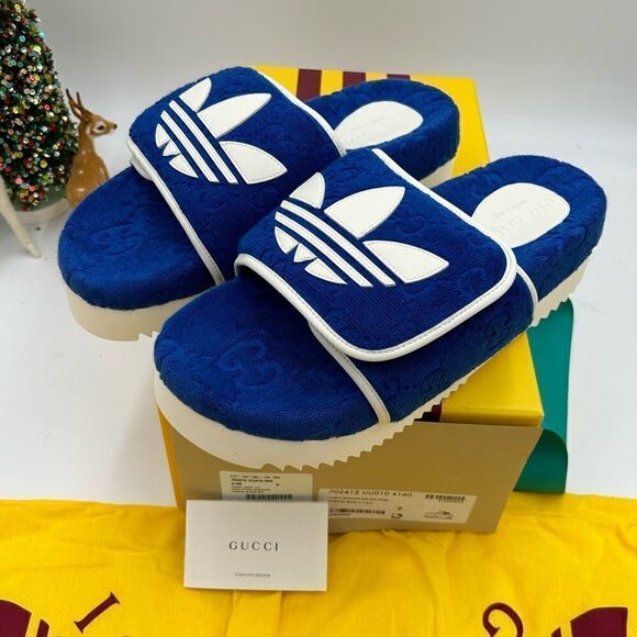 Men’s Gucci X Adidas, slide sandals size 9, made in Italy - Picture 8 of 9